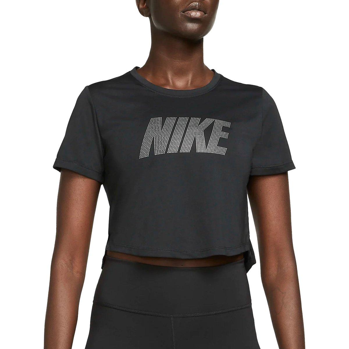 T-Shirt Crop Donna  Dri FIT One - Nero/Argento metallizzato